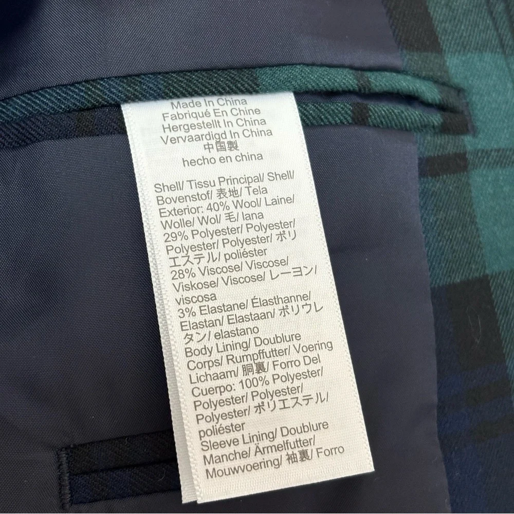 J.crew Mens Thompson University Blazer Jacket Wool Blend Slim Fit size 34R